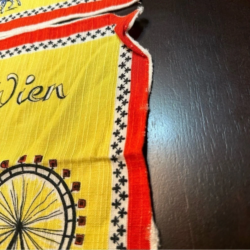 Vintage Austrian Linens Napkins Placemats Lot Mid Century Bright Color Landmarks